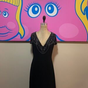 Casadei Black Beaded Party Dress 1982
